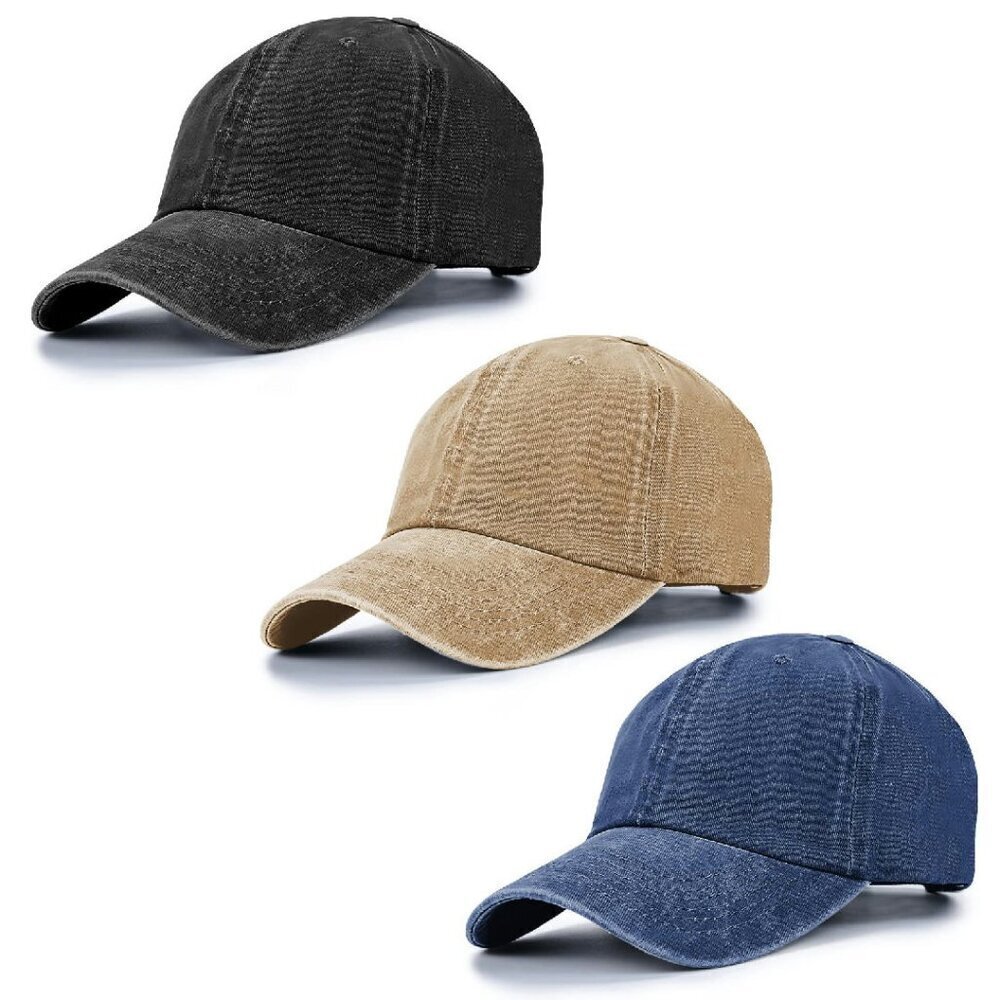 Vintage Washed Distressed Baseball Cap, Adjustable Dad Hat, Cotton